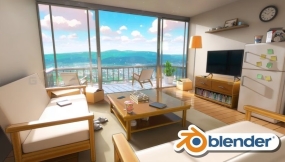 Blender卡通室内场景建模贴图灯光教程 Udemy C Create a Stylized Anime Room in Blender
