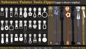 SP金属拉链工具+贴图 Substance Painter Tools-Zipper (sppr-sbsar-alpha)
