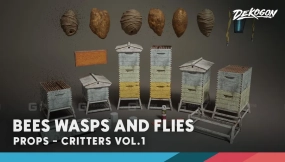 【UE】昆虫蜜蜂蜂箱模型VOL.1  Critters VOL.1  Bees Wasps Flies
