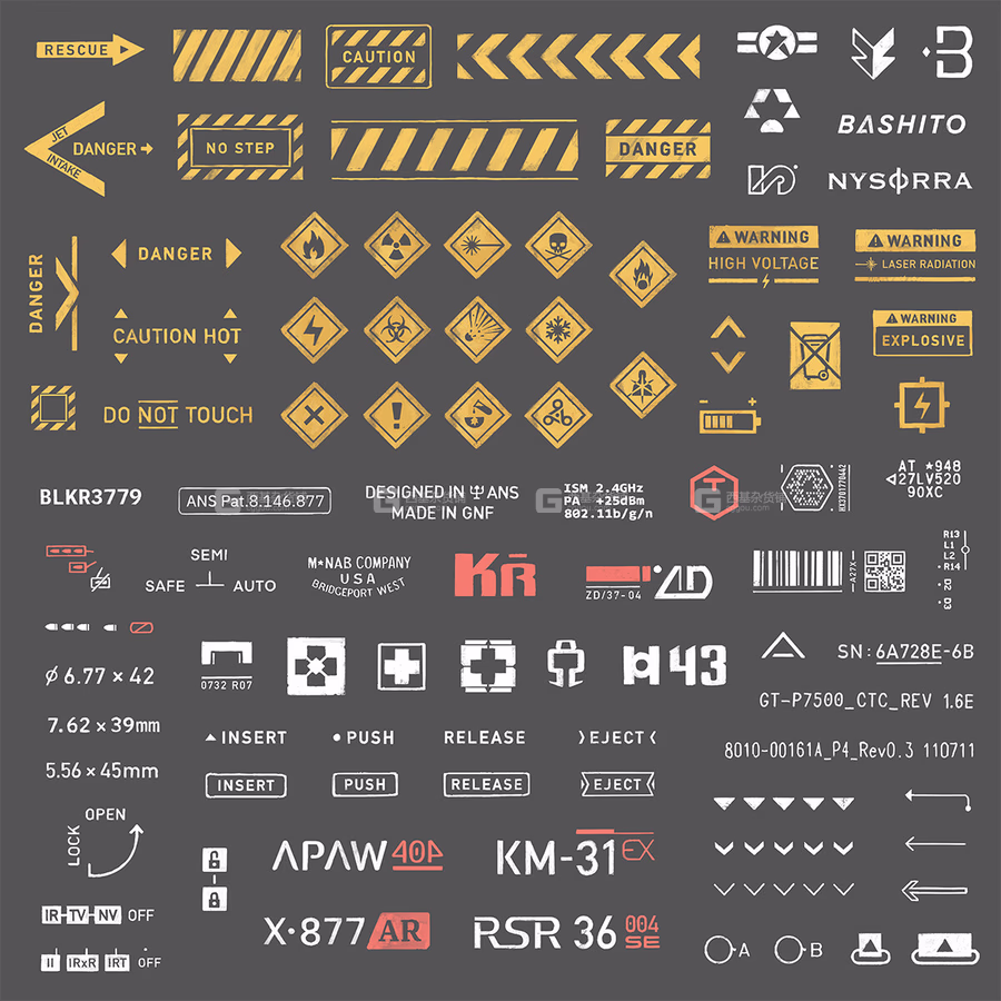 贴纸标签贴图素材 Artstation – Hand-drawn Decals Vol.1 – 3_13.avif