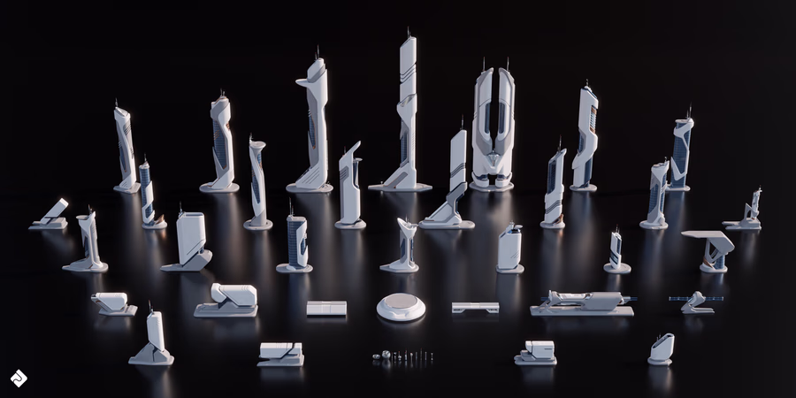 08-【3KC】未来城市建筑模型 Future City - 3D Kitbash Collection_26.avif