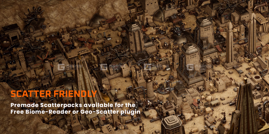 Blender沙漠帝国楼房建筑石头物品资产预设 Empire Of The Sands – Desert Structures Kitbash Greeble Assets_16.avif