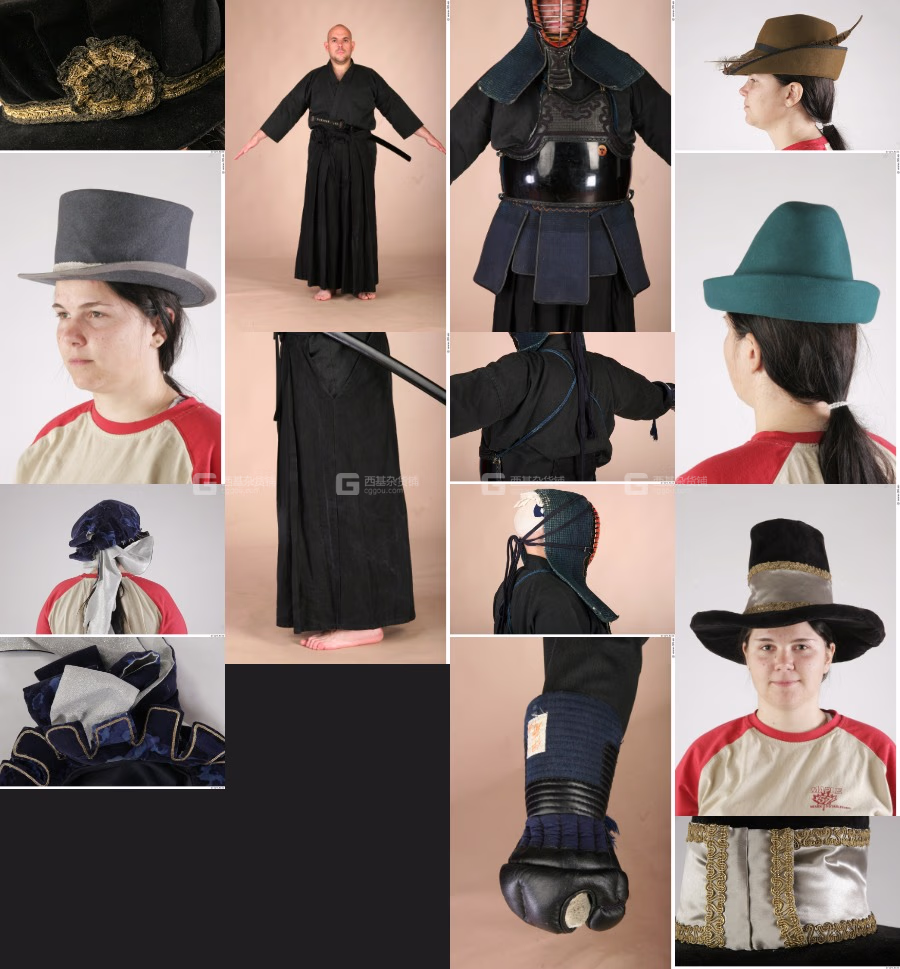 【3DSK】中世纪各种帽子日本武士道服装参考照片_10.avif