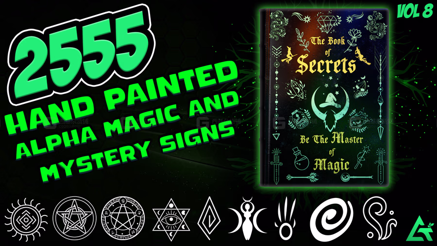 2555个魔法元素和神圣标志 Hand Painted Alpha Magic_07.avif